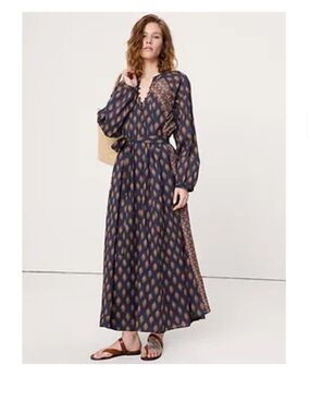 Banana Republic Navy Maxi Dress with Warm Print